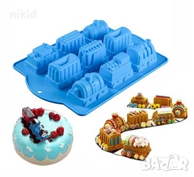 3d вагон вагони влак локомотив големи силиконов молд форма фондан фипс сапун шоколад гипс свещ, снимка 1
