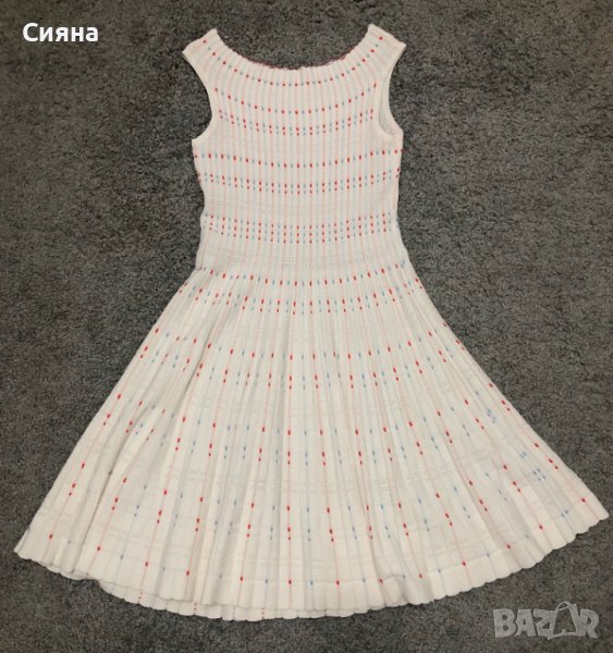 Разкроена бяла рокля - тип плетиво, снимка 1