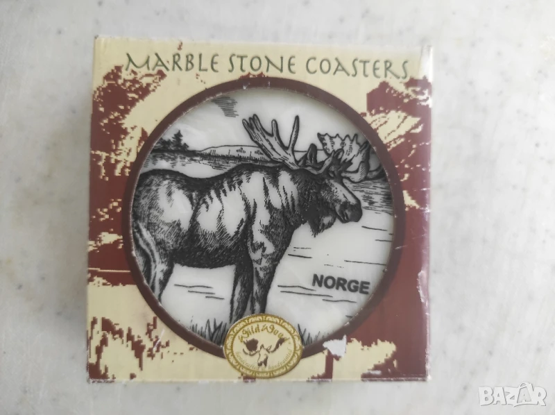 Мраморни подложки за чаши, ръчно изработени в Норвегия., снимка 1