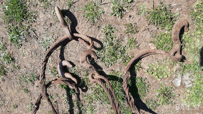 стоманено въже с куки за кран четворка  , снимка 1