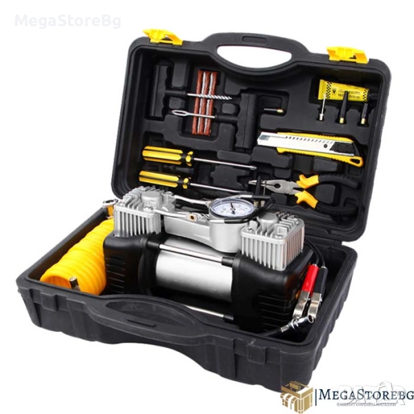 Двуцилиндров Компресор с инструменти и куфар PA1132, снимка 1