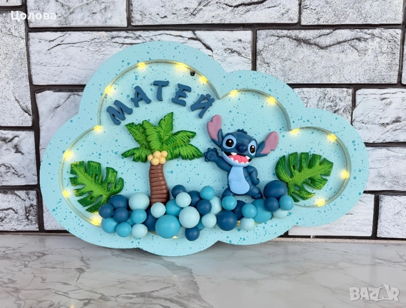 Нощна лампа за стена със Стич, снимка 1