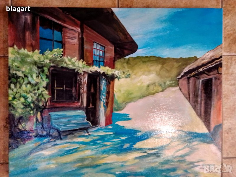 "Стара къща с асма""-енергийна картина, снимка 1