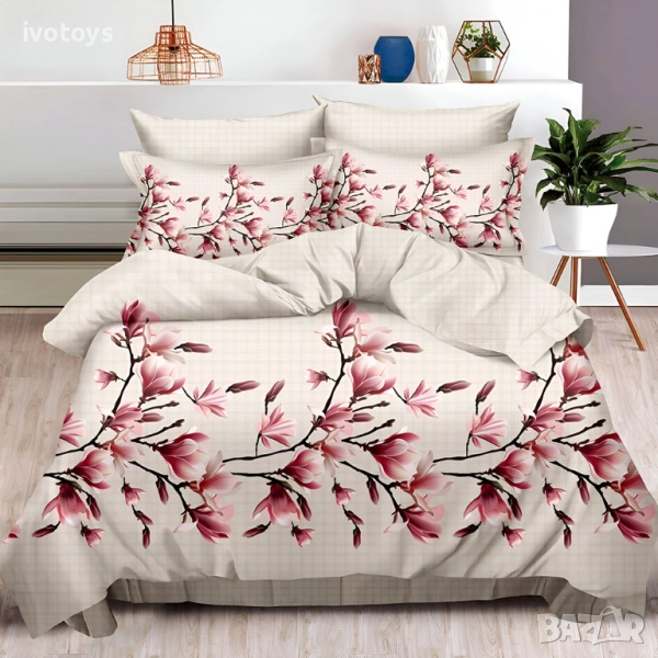 Двулицево спално бельо с ластик, 6 части - Модел WS17914, снимка 1