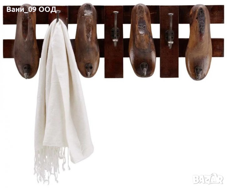 Дизайнерска закачалка "Обувки" от желязо и дърво, снимка 1