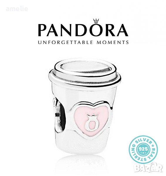 Талисман Pandora сребро 925 Take a Break Coffee Cup Charm. Колекция Amélie, снимка 1