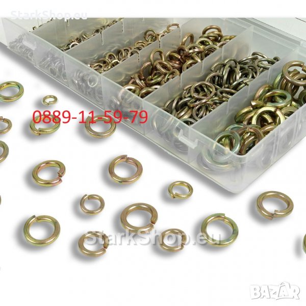 Комплект федерки метални шайби в кутия 800бр., снимка 1