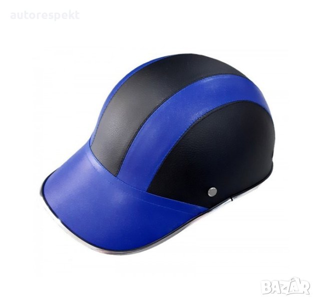  Каска за скутер ,мотор, мотопед- Черен + Син 72015, снимка 1