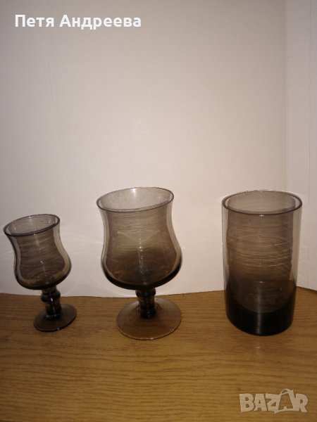 Сервиз чаши от опушено стъкло - 35 броя, снимка 1