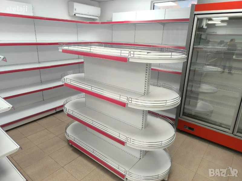 Търговско оборудване за хранителен магазин - стелажи, кошници, колички, снимка 1
