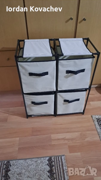 шкаф за съхранение 4, текстил и стомана, снимка 1