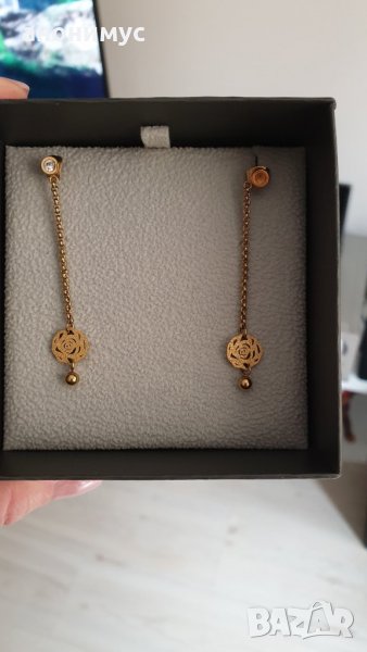 Сребърни обеци с позлата Loisir., снимка 1