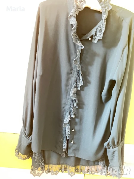 Риза петролен цвят с много сладки копчета перлички, снимка 1