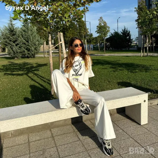 Панталон с широк крачол в бял цвят, снимка 1