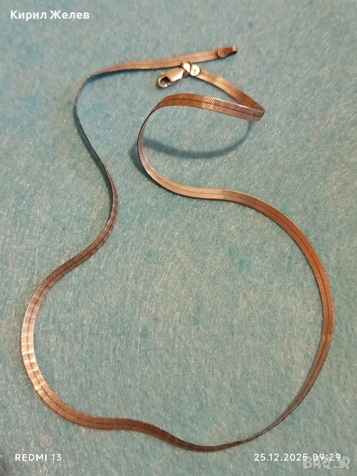 Нежен лентовиден сребърен ланец Ретро Арт бижу 26461, снимка 1