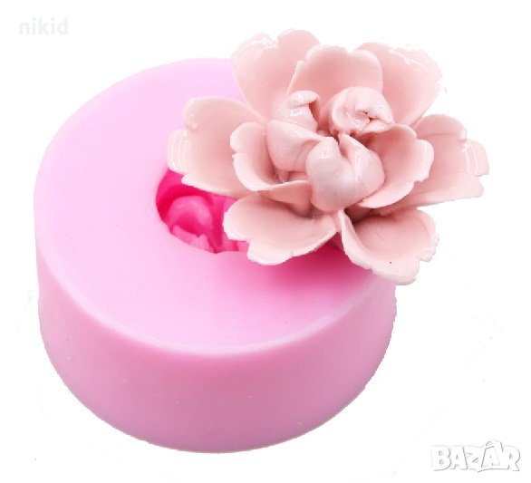 3D Полуразтворена пъпка Божур цвете калъп силиконов молд форма фондан украса шоколад гипс сапун и др, снимка 1