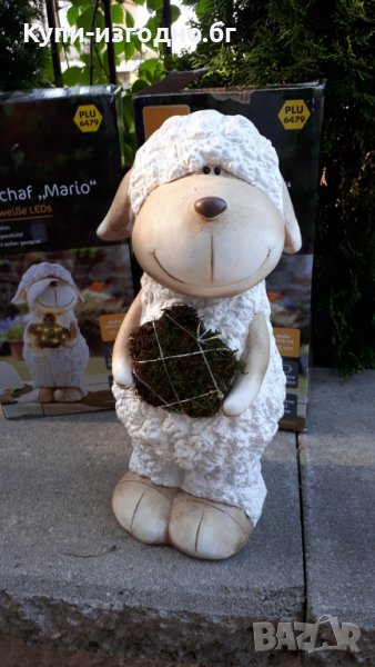 Градинска декорация - Овца с 14 лед диода , 35 см , бял цвят, снимка 1