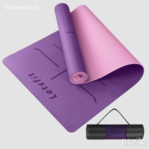 ПРОМОЦИЯ Постелка за йога с противоплъзгаща текстура LETSFIT A2 PURPLE PINK X1 (X001B54U0N), снимка 1