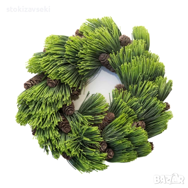 Коледен венец с шишарки, 30 см, снимка 1