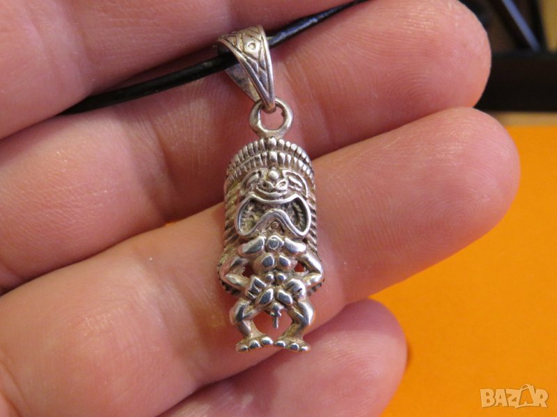 Стар Сребърен  амулет за мъжка мощ и полова сила  символ на мъжество 18 + еротика секс сребро , снимка 1