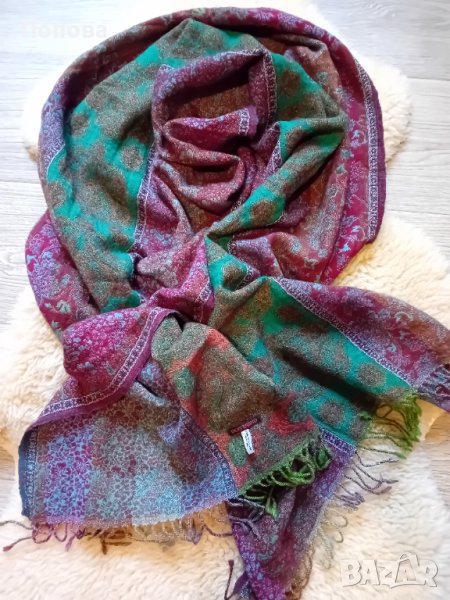 100% вълна  голям марков шал ръчна изработка, снимка 1