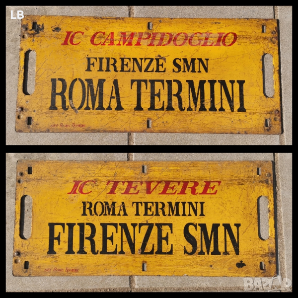 Стара италянска двустранна табела от ЖПто, снимка 1