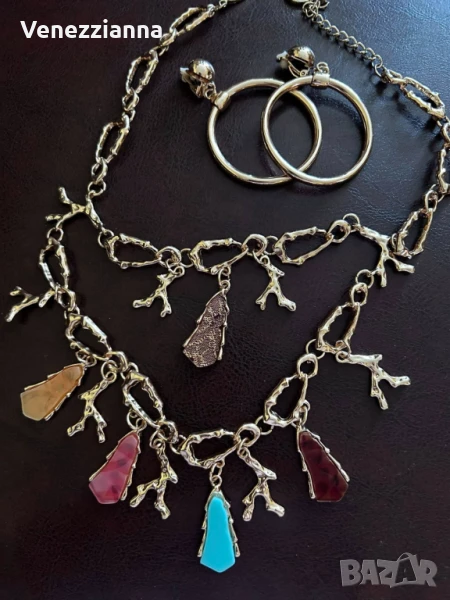 Колие Корал Позлата Двуредно НОВО+Обеци, снимка 1