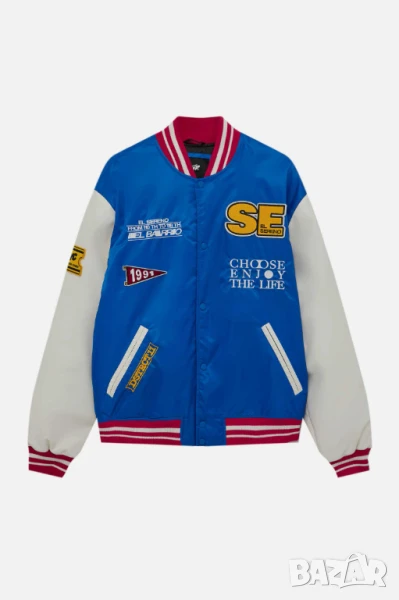 Мъжко пилотско яке с ръкави от еко кожа Pull&Bear, XL, снимка 1