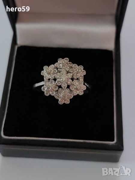 Дамски златен пръстен с брилянти(тотал 1,4 карата)бяло злато 18к., снимка 1