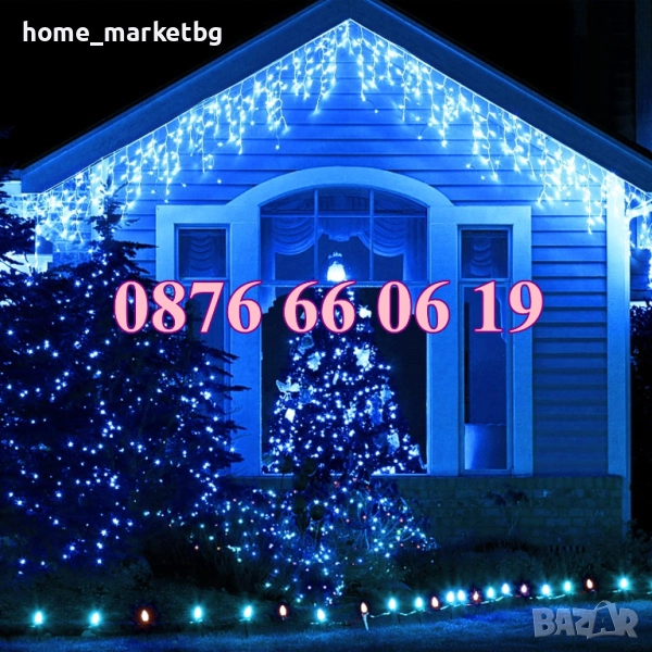 Коледна завеса 3 м синя светлина, коледна украса, коледни лампички, снимка 1