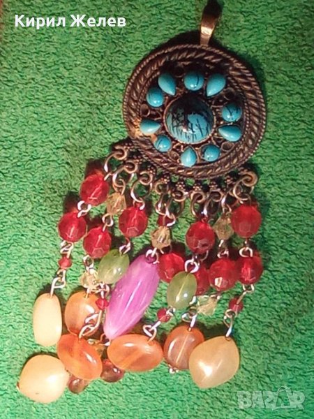 ПОСРЕБРЕН РАЗКОШЕН АРТ МЕДАЛЬОН БОГАТО УКРАСЕНО ФЕШЪН БИЖУ 21922, снимка 1