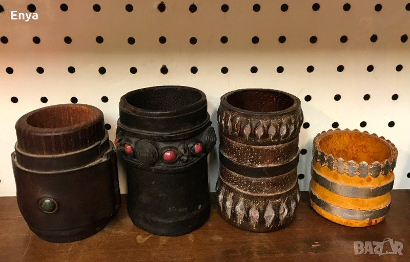 Дървени и кожени моливници, снимка 1