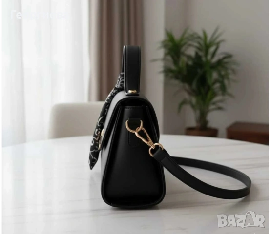 Елегантна дамска чанта – черна, с къса дръжка и дълга презрамка, снимка 3 - Чанти - 53261509
