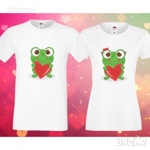 Комплект тениски за влюбени Жабки love frogs couple, снимка 1 - Тениски - 33016843