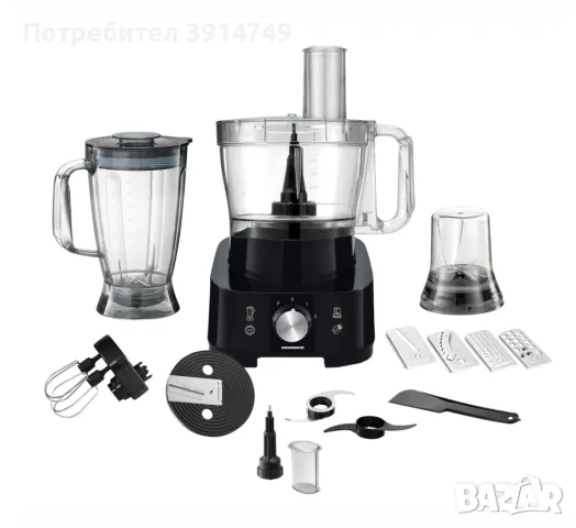 Кухненски робот 3,5л, блендер 1,8л, миксер, чопър, ренде, слайсър, кафемелачка, 1000W, +турбо пулс