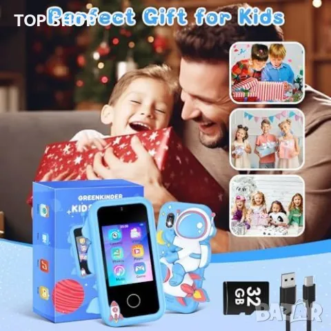 Нов Интерактивен Детски Телефон с Екран 2.8 Инча, MP3 Плеър, Игри играчка, снимка 7 - Конструктори - 49498205