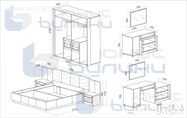Високо тапицирано легло ДУБАЙ с нощни шкафчета, снимка 3 - Спални и легла - 49894095
