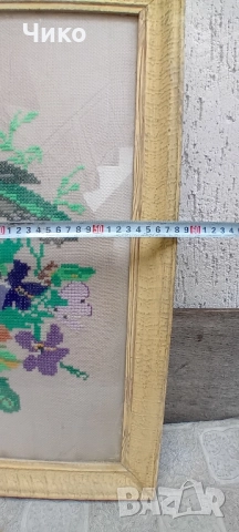 Голям ръчно бродиран гоблен, снимка 9 - Антикварни и старинни предмети - 52056338