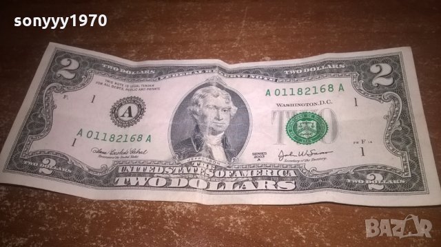 2 ДОЛАРА-РЯДКА КОЛЕКЦИОНЕРСКА БАНКНОТА