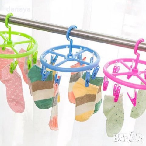 2087 Кръгъл сушилник простор с щипки за бельо и чорапи, снимка 3 - Сушилници - 32505567