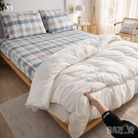 Капитониран чаршаф от нетъкана материя 1,80 x 2,00 м + 2 калъфки + Подарък Зимен юрган с овча вълна , снимка 2 - Спално бельо - 53374368