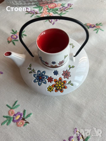 оригинален керамичен чайник+ подарък, снимка 4 - Декорация за дома - 50638965