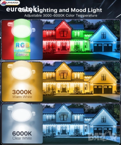 Интелигентни външни светлини LPHIANX, 30 м, 80 LED, RGB смарт постоянни външни светлини, управление , снимка 6 - Външни лампи - 51705098