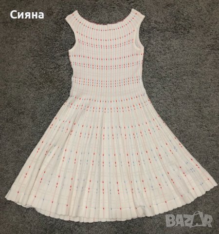 Разкроена бяла рокля - тип плетиво, снимка 1 - Рокли - 37120385