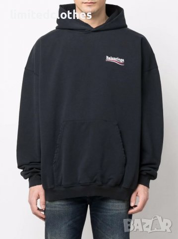 BALENCIAGA Political Campaign Destroyed Logo Oversized Мъжко / Дамско Горнище Суичър XXS (M), снимка 2 - Суичъри - 37901351