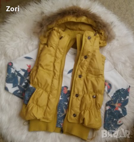 Жълт елек с ЕСТЕСТВЕН ПУХ