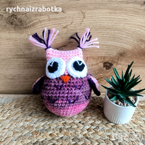 Плетена  играчка бухалче, сова, снимка 5 - Плюшени играчки - 37283913