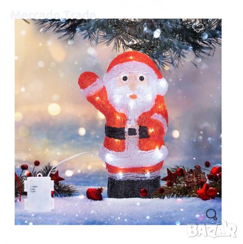 Коледна декоративна фигура Mercado Trade, Дядо Коледа, Акрил, 30 светодиода, 28 см, снимка 3 - Декорация за дома - 38351253