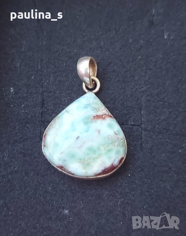 Масивна висулка с Ларимар със сребърен обков от Доминиканската република, снимка 6 - Колиета, медальони, синджири - 32503546