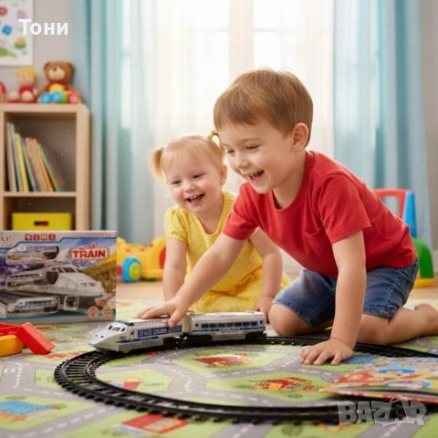 Влакче с релси, звуци и светлини – впечатляващ подарък за Коледа и празниците, снимка 6 - Влакчета, самолети, хеликоптери - 52818964